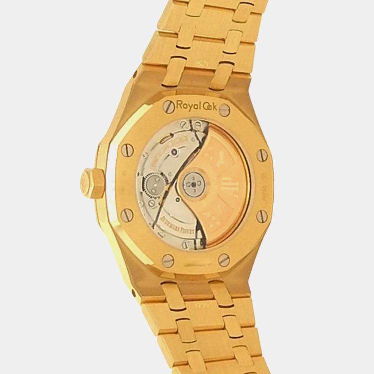 Pre Owned Audemars Piguet Royal Oak 15450BA.OO.1256BA.01 Automatic Silver 18K Yellow Gold Men’s Wristwatch 37 mm