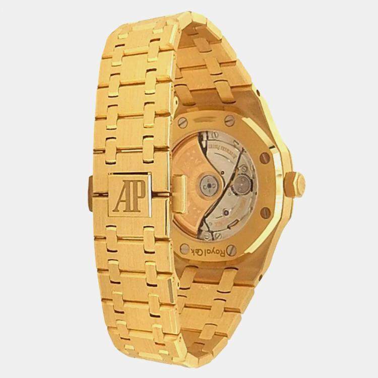 Pre Owned Audemars Piguet Royal Oak 15450BA.OO.1256BA.01 Automatic Silver 18K Yellow Gold Men’s Wristwatch 37 mm