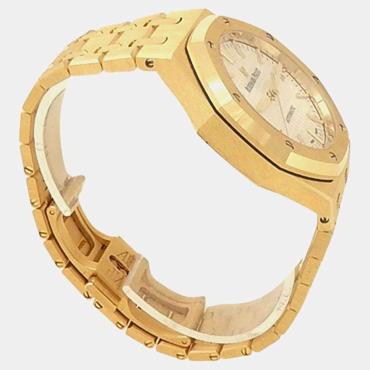 Pre Owned Audemars Piguet Royal Oak 15450BA.OO.1256BA.01 Automatic Silver 18K Yellow Gold Men’s Wristwatch 37 mm