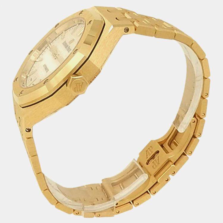 Pre Owned Audemars Piguet Royal Oak 15450BA.OO.1256BA.01 Automatic Silver 18K Yellow Gold Men’s Wristwatch 37 mm