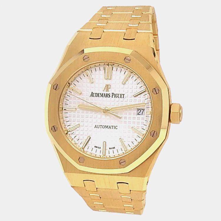 Pre Owned Audemars Piguet Royal Oak 15450BA.OO.1256BA.01 Automatic Silver 18K Yellow Gold Men’s Wristwatch 37 mm