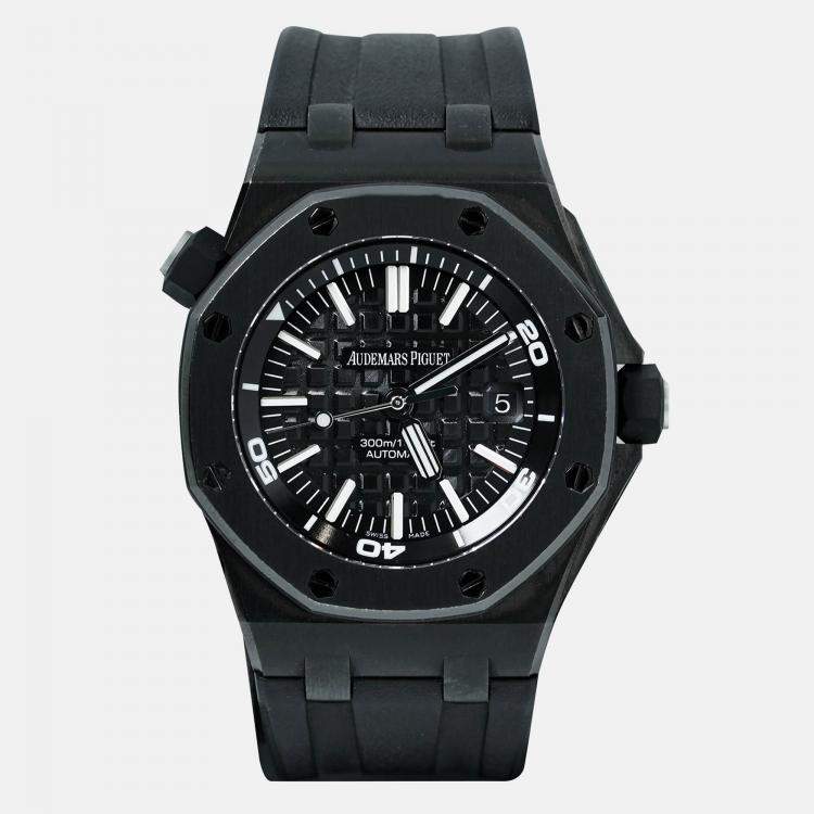 Pre Owned Audemars Piguet Royal Oak 15703ST Automatic Black Stainless Steel Men's Wristwatch 42 mm