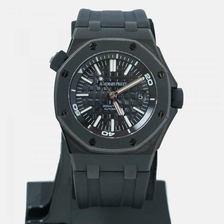 Pre Owned Audemars Piguet Royal Oak 15703ST Automatic Black Stainless Steel Men's Wristwatch 42 mm