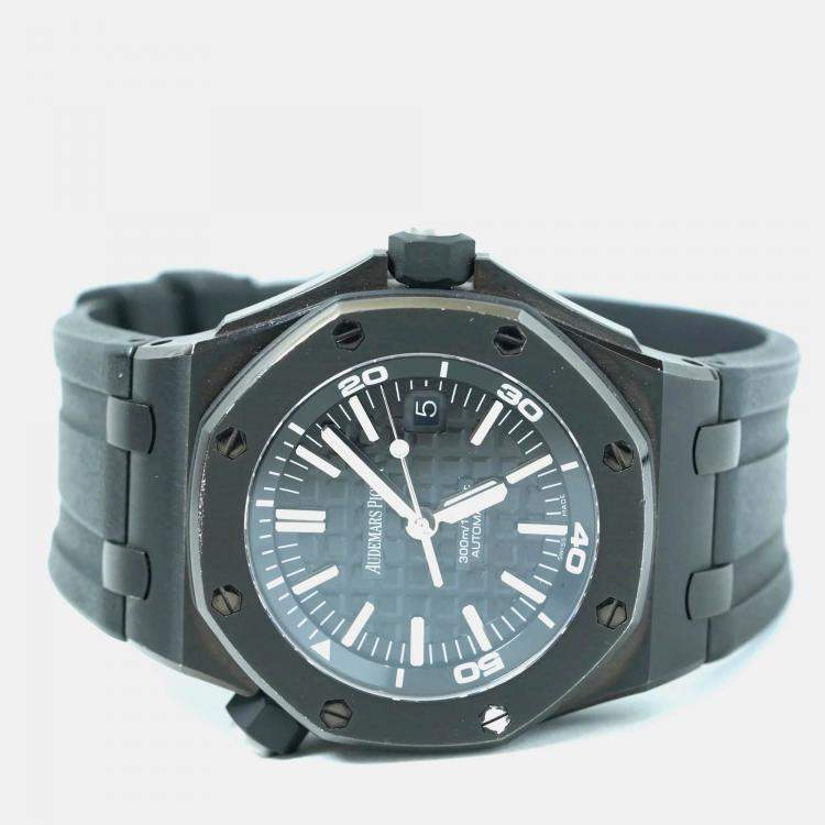 Pre Owned Audemars Piguet Royal Oak 15703ST Automatic Black Stainless Steel Men's Wristwatch 42 mm