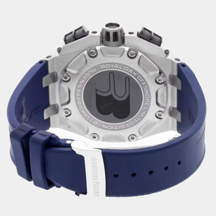 Pre Owned Pre-Owned Audemars Piguet Royal Oak Offshore Rubens Barrichello II 26078PO.OO.D018CR.01 Blue Automatic Platinum Men's Wristwatch 44 mm