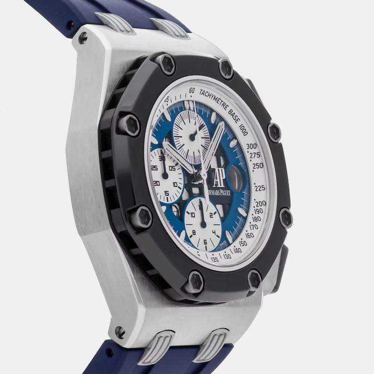 Pre Owned Pre-Owned Audemars Piguet Royal Oak Offshore Rubens Barrichello II 26078PO.OO.D018CR.01 Blue Automatic Platinum Men's Wristwatch 44 mm