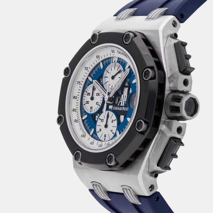 Pre Owned Pre-Owned Audemars Piguet Royal Oak Offshore Rubens Barrichello II 26078PO.OO.D018CR.01 Blue Automatic Platinum Men's Wristwatch 44 mm