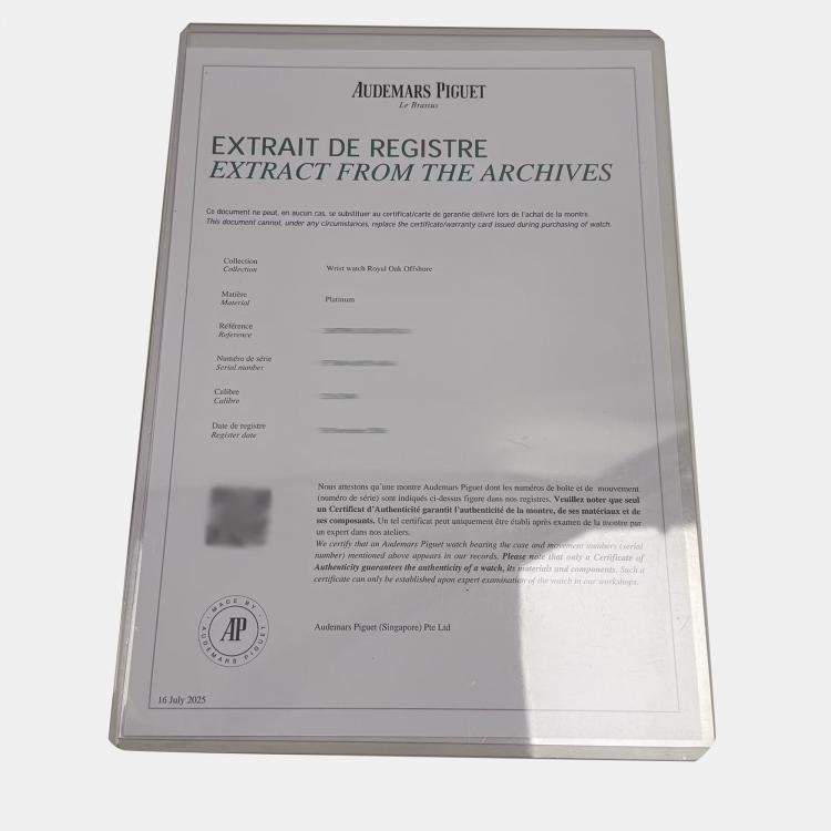 Pre Owned Pre-Owned Audemars Piguet Royal Oak Offshore Rubens Barrichello II 26078PO.OO.D018CR.01 Blue Automatic Platinum Men's Wristwatch 44 mm