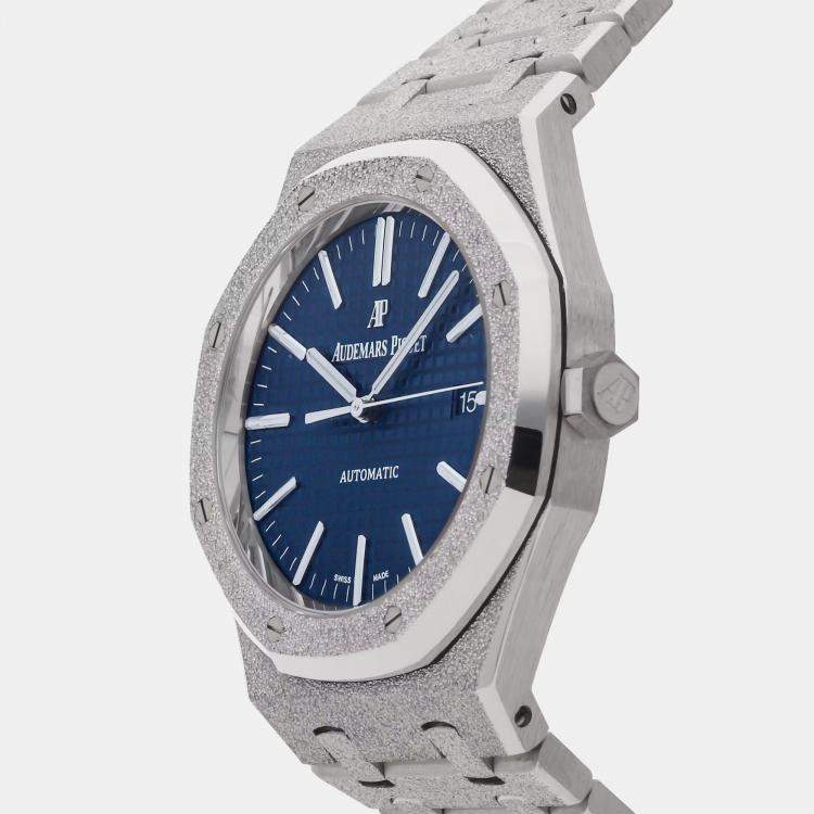 Pre Owned Pre-Owned Audemars Piguet Royal Oak 15410BC.GG.1224BC.01 Blue Automatic 18k White Gold Men's Wristwatch 41 mm