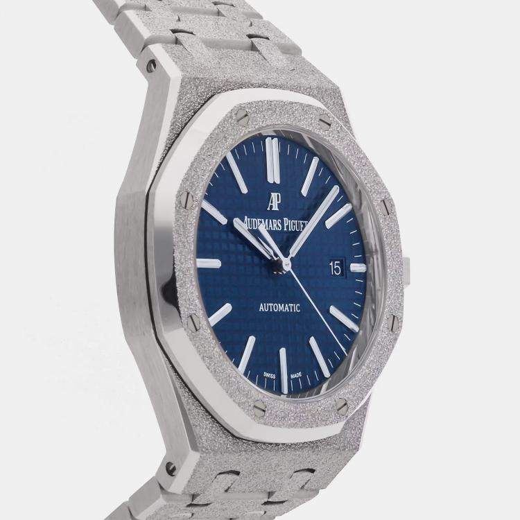 Pre Owned Pre-Owned Audemars Piguet Royal Oak 15410BC.GG.1224BC.01 Blue Automatic 18k White Gold Men's Wristwatch 41 mm