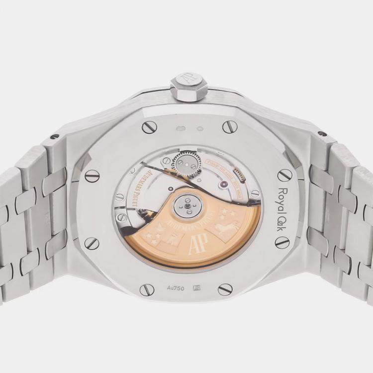 Pre Owned Pre-Owned Audemars Piguet Royal Oak 15410BC.GG.1224BC.01 Blue Automatic 18k White Gold Men's Wristwatch 41 mm