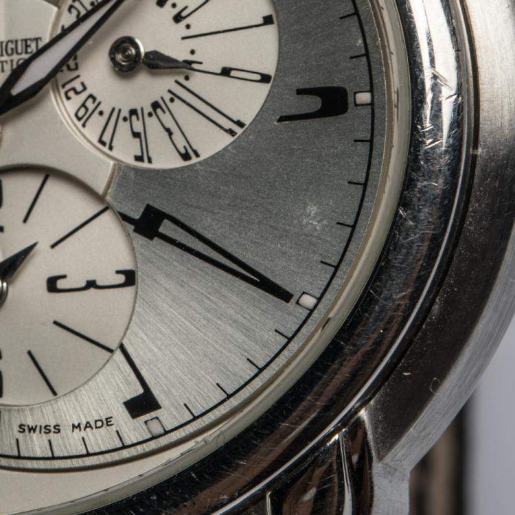 Pre Owned Audemars Piguet Silver White Stainless Steel Leather Millenary Limited Edition Maseratti Anniversary 90 Men's Wristwatch 47 mm