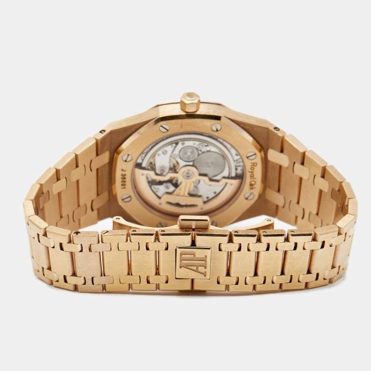 Pre Owned Audemars Piguet Blue 18k Rose Gold Royal Oak "Jumbo" Extra-Thin 15202OR.OO.1240OR.01 Men's Wristwatch 39 mm 