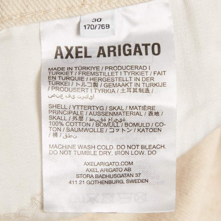 Pre Owned Axel Arigato Beige Textured Denim Jeans S/Waist 31"