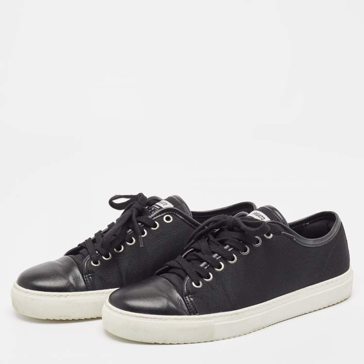Pre Owned Axel Arigato Black Leather and Canvas Low Top Sneakers Size 42