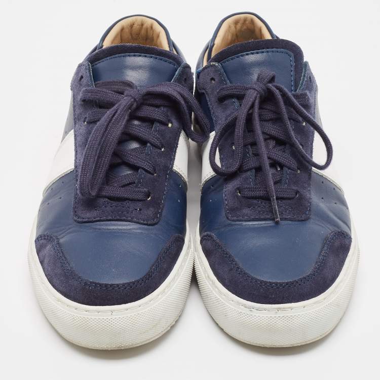 Pre Owned Axel Arigato Navy Blue Leather And Suede Lace Up Sneakers Size 42