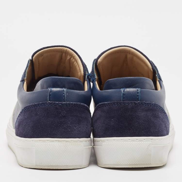 Pre Owned Axel Arigato Navy Blue Leather And Suede Lace Up Sneakers Size 42