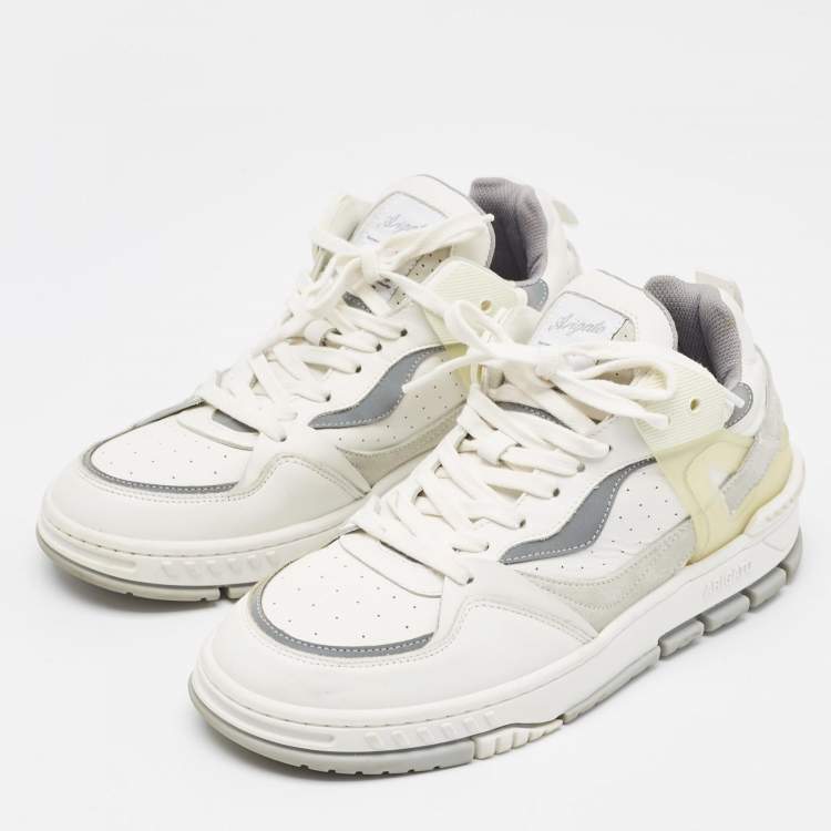 Pre Owned Axel Arigato White/Grey Leather and Suede Lace Up Sneakers Size 42