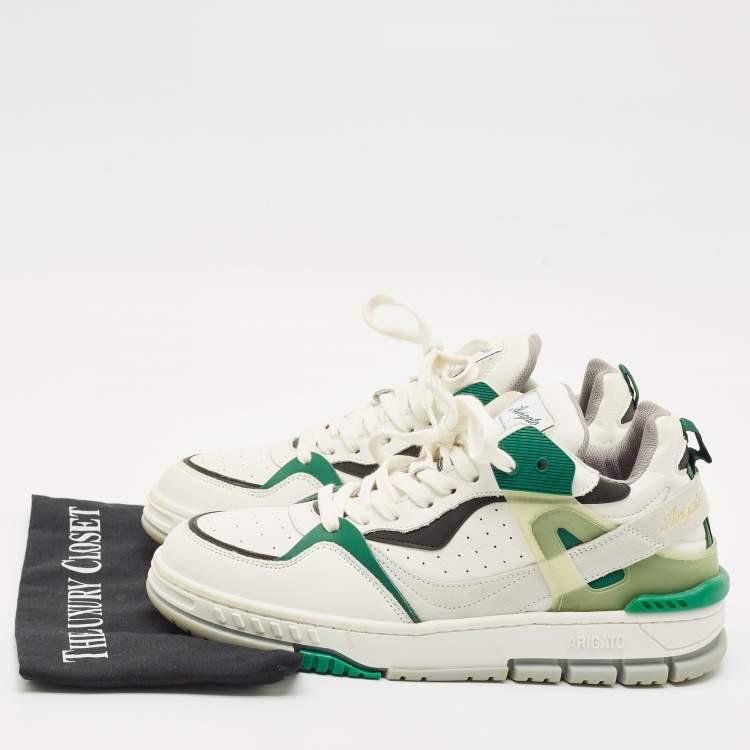 Pre Owned Axel Arigato White/Green Leather and Suede Astro Low Top Sneakers Size 41