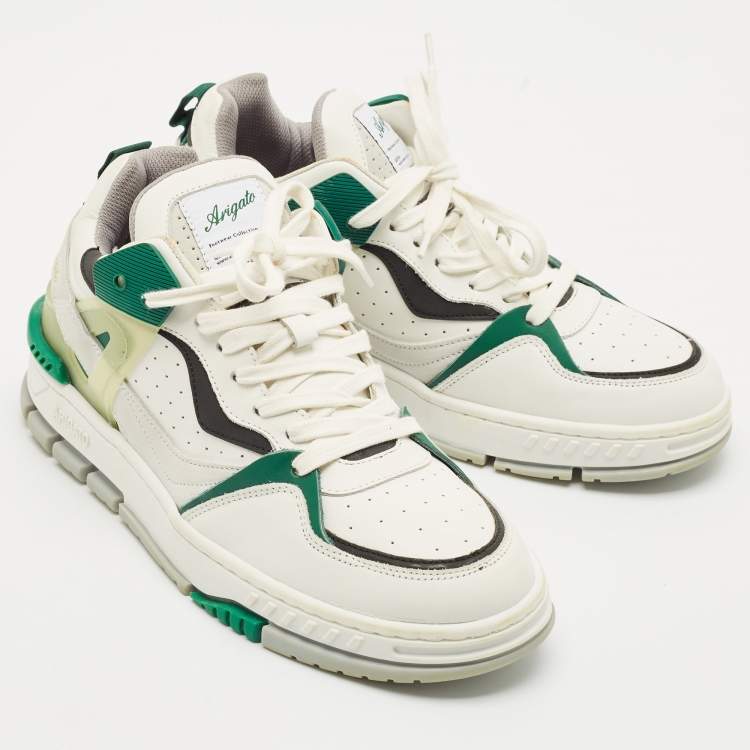 Pre Owned Axel Arigato White/Green Leather and Suede Astro Low Top Sneakers Size 41