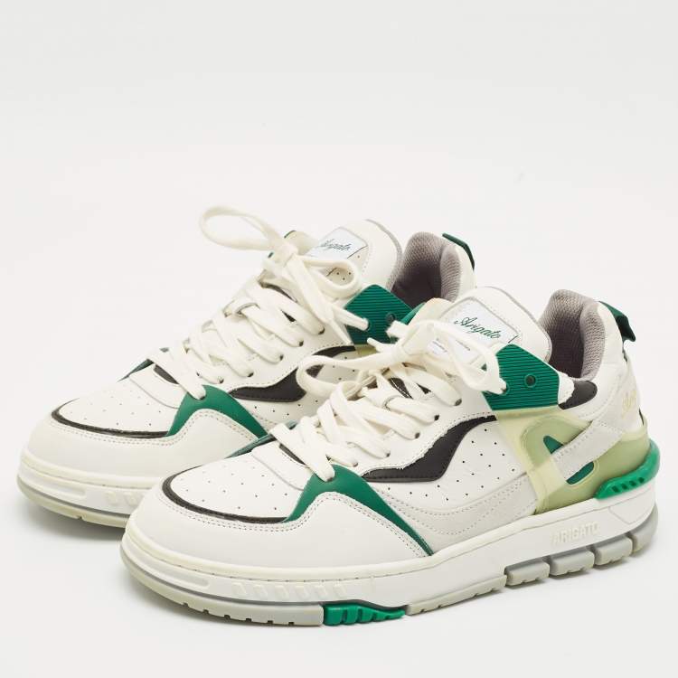 Pre Owned Axel Arigato White/Green Leather and Suede Astro Low Top Sneakers Size 41