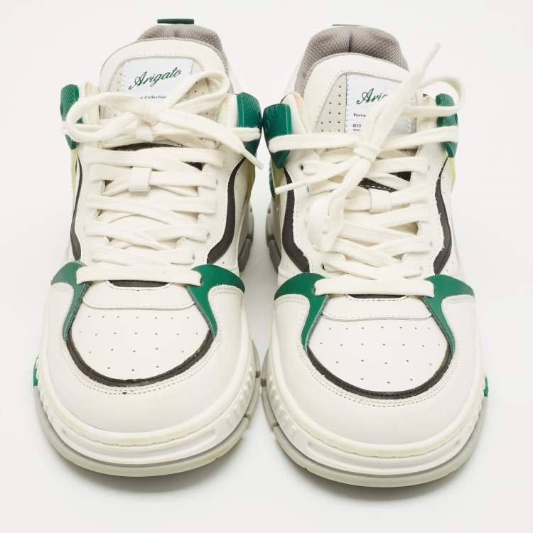 Pre Owned Axel Arigato White/Green Leather and Suede Astro Low Top Sneakers Size 41
