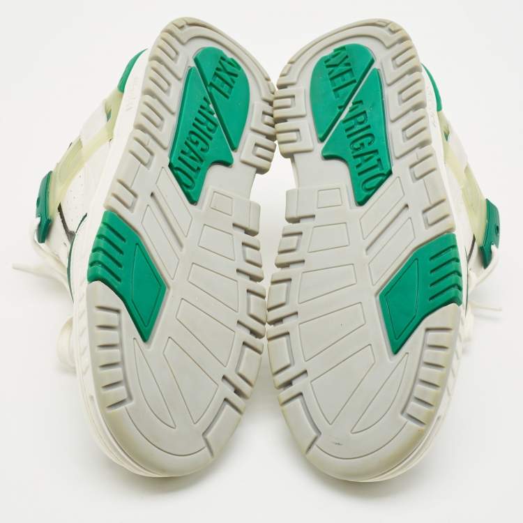 Pre Owned Axel Arigato White/Green Leather and Suede Astro Low Top Sneakers Size 41