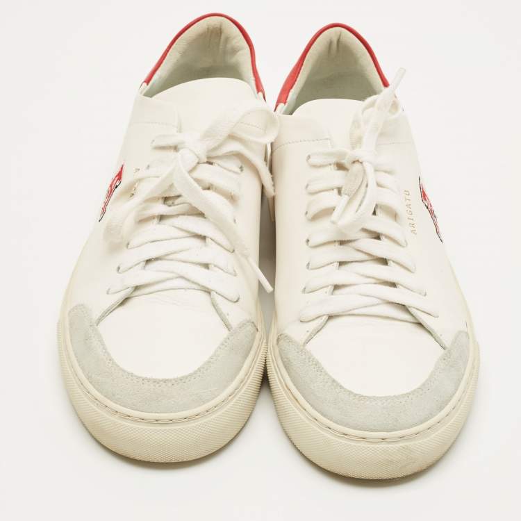 Pre Owned Axel Arigato White/Red Leather Clean 90 Lace Up Sneakers Size 40