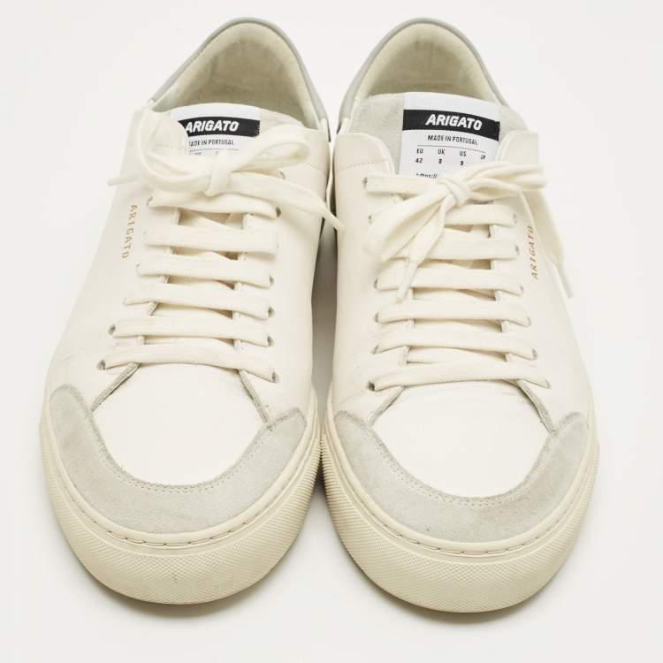 Pre Owned Axel Arigato White Leather and Suede Clean 90 Lace Up Sneakers Size 42