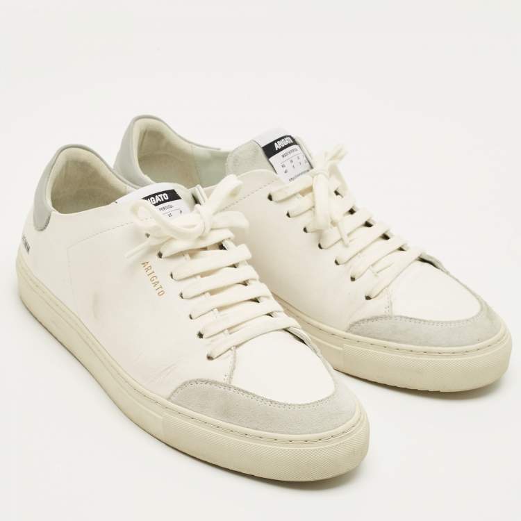 Pre Owned Axel Arigato White Leather and Suede Clean 90 Lace Up Sneakers Size 42