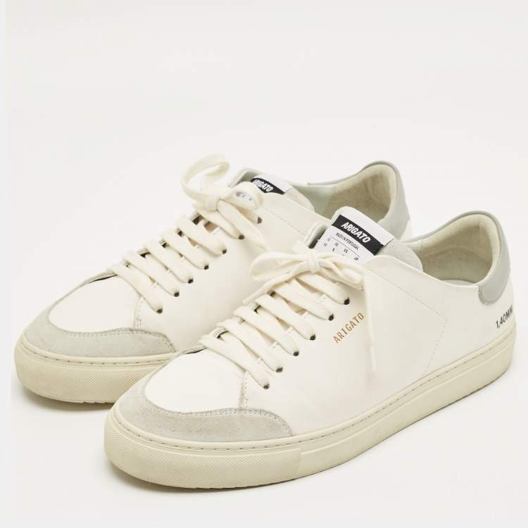 Pre Owned Axel Arigato White Leather and Suede Clean 90 Lace Up Sneakers Size 42
