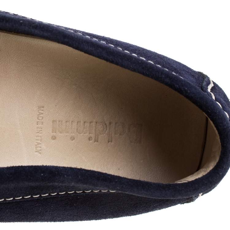 Pre Owned Baldinini Blue Suede Bow Loafers Size 41