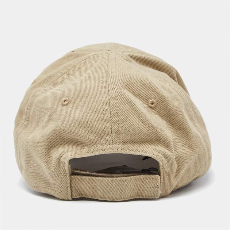 Pre Owned Balenciaga Beige Canvas Logo Embroidered Baseball Cap 