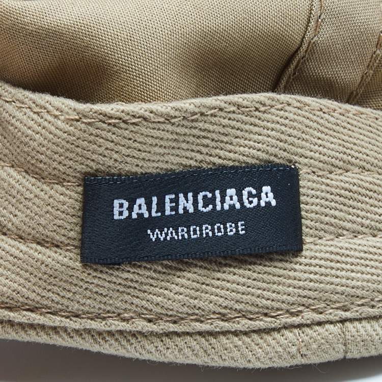 Pre Owned Balenciaga Beige Canvas Logo Embroidered Baseball Cap 