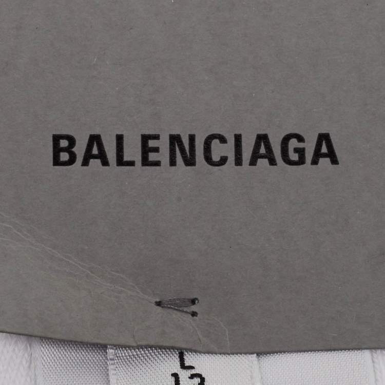 Pre Owned Balenciaga White Political Tennis Cotton Knit Socks L
