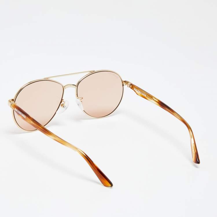 Pre Owned Balenciaga Turquoise Brown BB0019SK Aviator Sunglasses