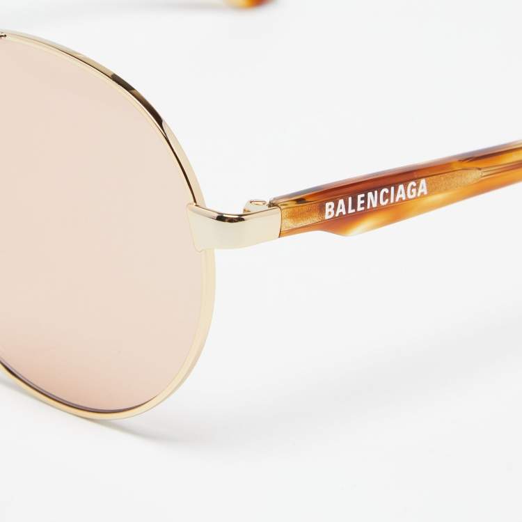 Pre Owned Balenciaga Turquoise Brown BB0019SK Aviator Sunglasses
