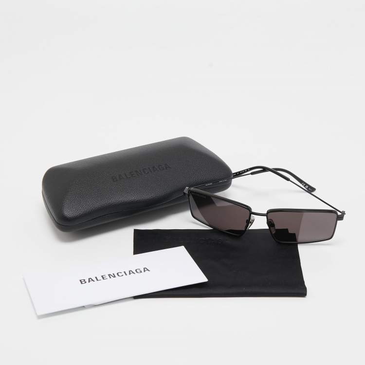 Pre Owned Balenciaga Black BB0195S Rectangular Sunglasses