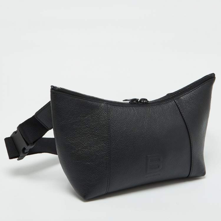Pre Owned Balenciaga Black Leather Hourglass XL Belt Pack Bag