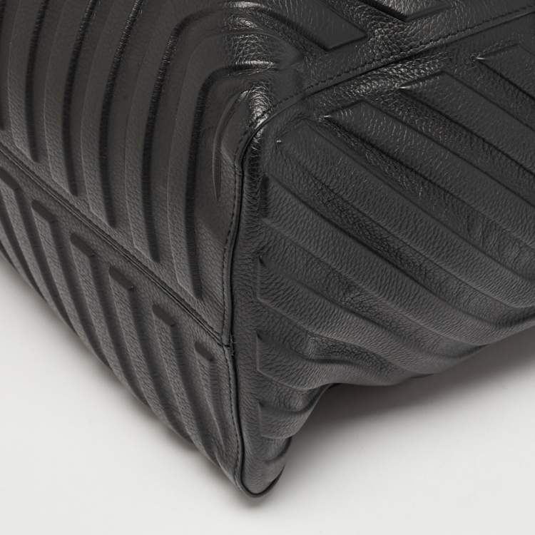 Pre Owned Balenciaga Car East West M Black Embossed Leather Tote