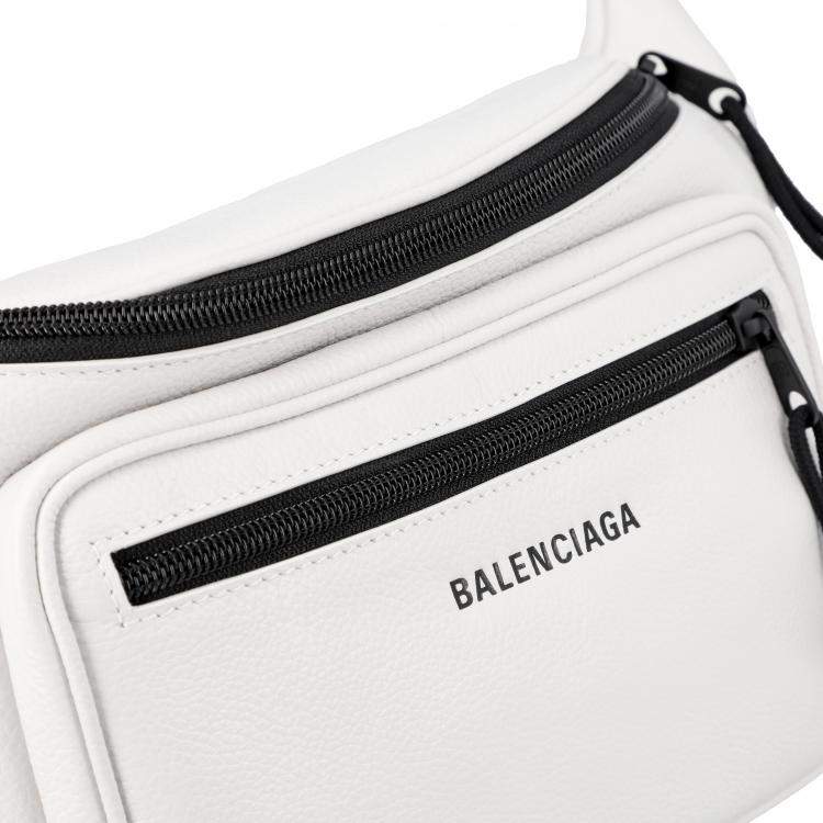 Pre Owned Balenciaga White Grained Leather Explorer Belt Bag