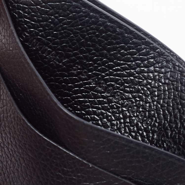 Pre Owned Balenciaga Black Leather Logo Printed Card Holder 