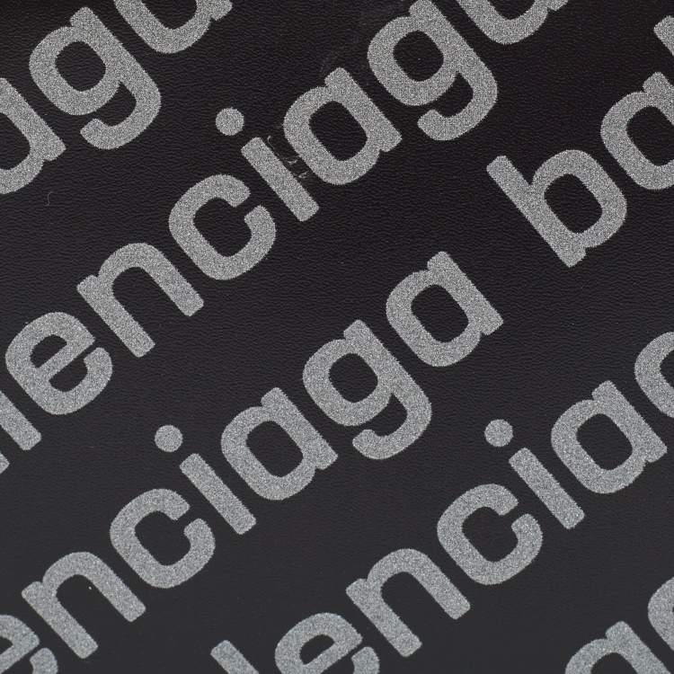Pre Owned Balenciaga Black/Grey Leather Logo Bifold Wallet