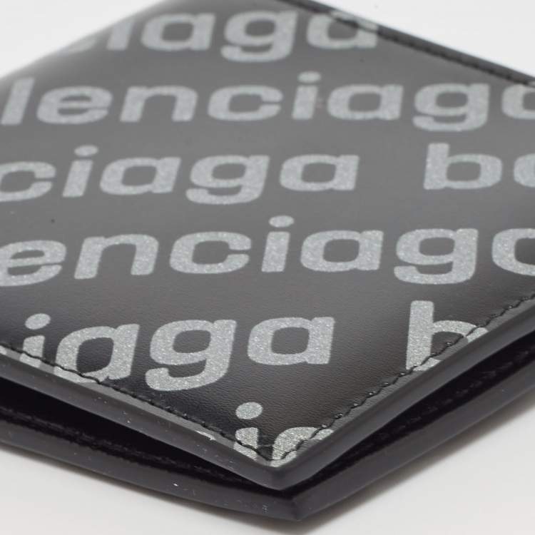 Pre Owned Balenciaga Black/Grey Leather Logo Bifold Wallet
