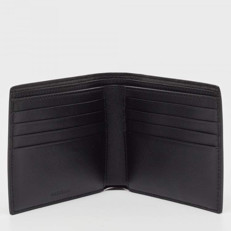 Pre Owned Balenciaga Black/Grey Leather Logo Bifold Wallet