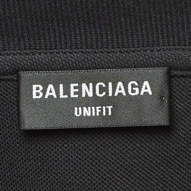 Pre Owned Balenciaga X Nasa Black Space Applique Cotton Polo T-Shirt XL