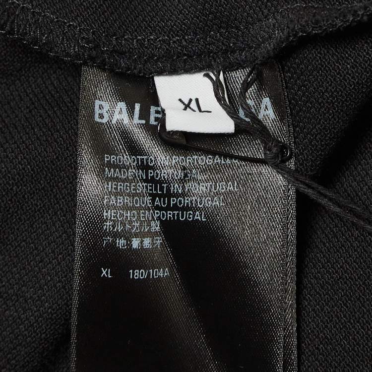 Pre Owned Balenciaga X Nasa Black Space Applique Cotton Polo T-Shirt XL