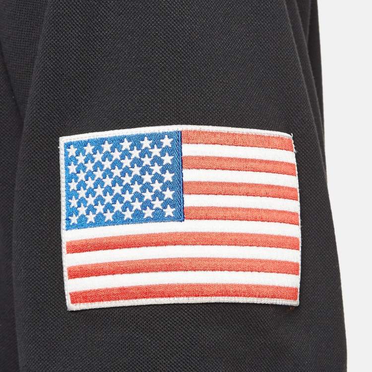 Pre Owned Balenciaga X Nasa Black Space Applique Cotton Polo T-Shirt XL