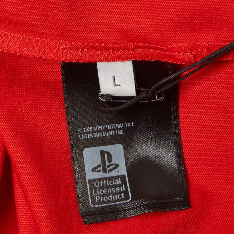 Pre Owned Balenciaga X PS5 Red Printed Cotton Boxy T-shirt L