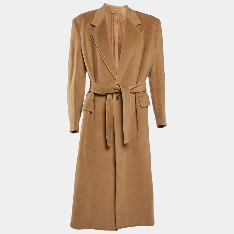 Pre Owned Balenciaga Brown Wool Belted Long Coat S
